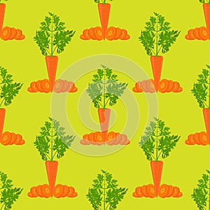 Carrot vector seamless pattern. Flat and solid color vector.