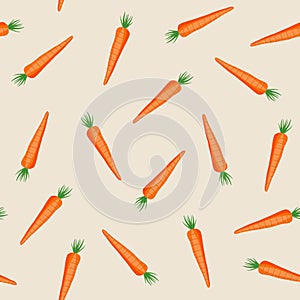 Carrot vegetables seamless pattern on orange background, Healthy ingredients food