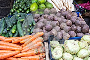 Carrots, celeriac and beetroot photo