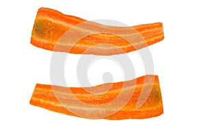 Carrots, cut in half isolated on a white background