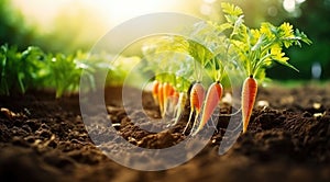 carrots grow and ready to dig vegetable