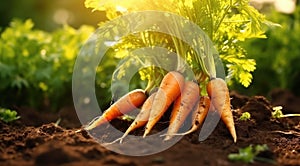 carrots grow and ready to dig vegetable