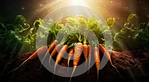 carrots grow and ready to dig vegetable