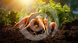 carrots grow and ready to dig vegetable