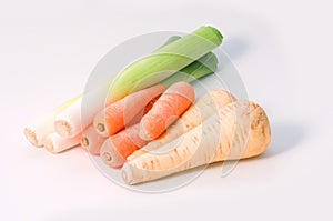 Carrots, leeks and parsnips