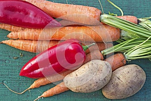 Carrots, peppers and potatoes