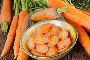 Carrots prepared for cooking