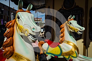 Carrousel horses on the main square of Porto-Vecchio, France