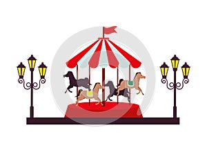 Carrousel park attraction isolated icon