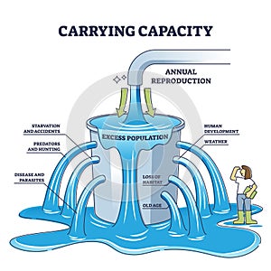 Carrying capacity as maximum population size for population outline diagram photo