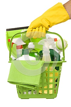 Carrying Green Cleaning Supplies