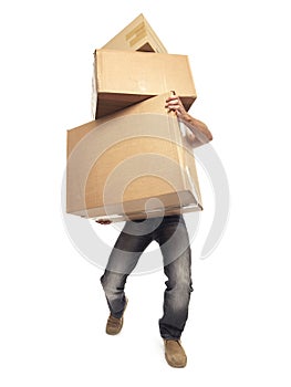 Carrying and lifting boxes - Stock Image
