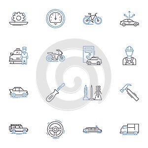 Carrying line icons collection. Hauling, Lifting, Moving, Transporting, Conveying, Toting, Carting vector and linear