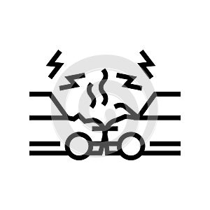 cars accident line icon vector illustration
