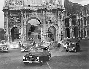 Cars and ancient monuments Rome Italy