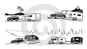 Cars with caravans and camper