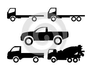 Cars collection icons set on white background