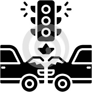 Cars crash and traffic light icon, car accident and safety related vector illustration