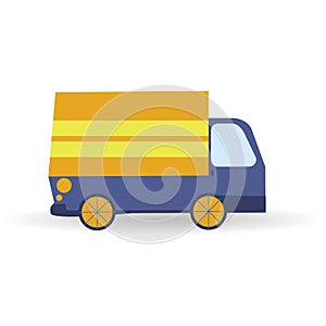 Delivery truck van isolated on white background. Online service concept. Supply of things and mail to home and office. Simple vect