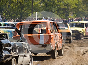 Cars in demolition derby