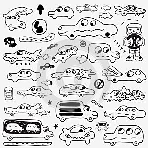 Cars - doodle set, funny cartoons , design elements