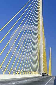 Cars driving on Sunshine Skyway Bridge photo