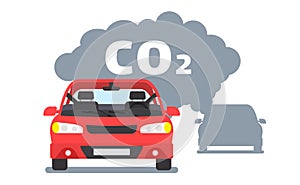 Cars emits co2 smoke ecology air pollution concept