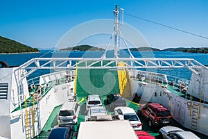 Cars on ferry sailing in Adriatic Sea, Croatia