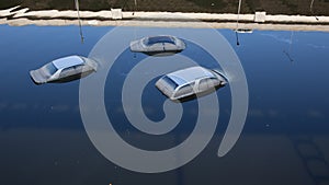 Cars in flooded water