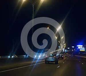 cars go on night city
