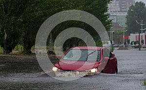 Cars in heavy rain