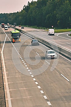 Cars on highway in traffic jam.