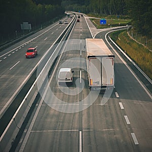 Cars on highway in traffic jam.