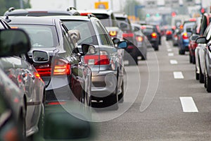 Cars on highway in traffic jam