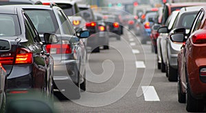 Cars on highway in traffic jam