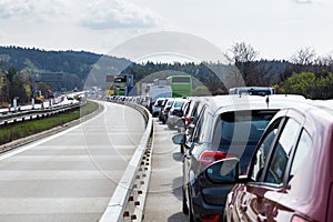 Cars on highway in traffic jam