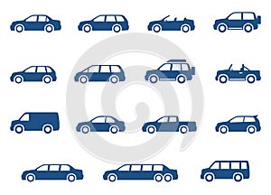 Cars icons set. Vector silhouettes