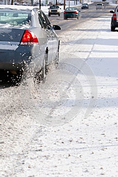 Cars on Icy Road