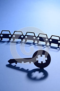 Cars with jigsaw puzzle key