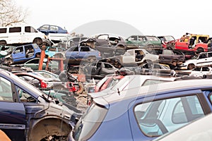 Cars in junkyard