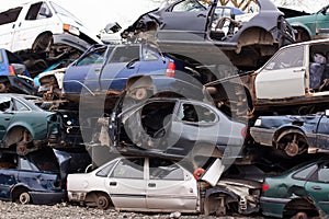 Cars in junkyard