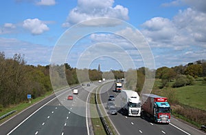 Cars and lorries on three lane M6 motorway