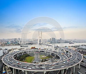 Cars motion blur on the bridge