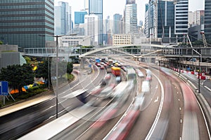 Cars in motion Hong Kong urban Transportation concept