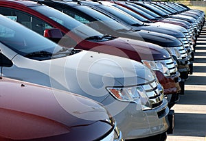 Cars in new car lot