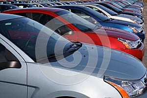 Cars in new car lot