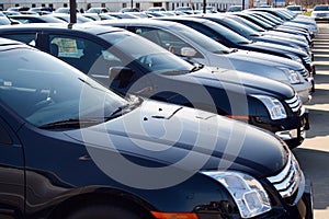 Cars in new car lot photo