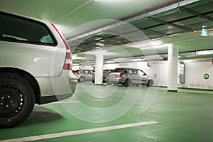 Cars parhed in an underground parking/garage