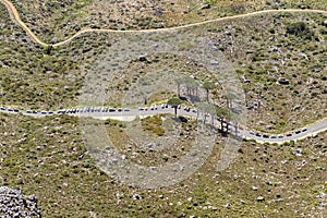 Cars parked along Table Mountain Road seen from Table Mountain