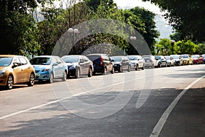 Cars parked by the roadside